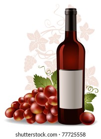 wine bottle with grape and blank label