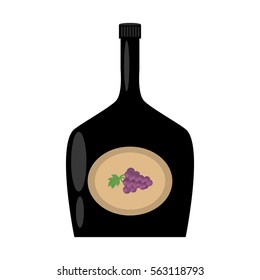 wine bottle grape celebration badge vector illustration eps 10