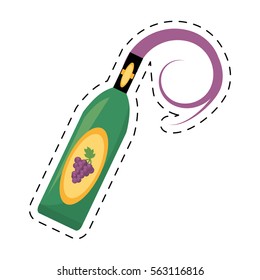 wine bottle grape elegance drink bar dot line vector illustration eps 10