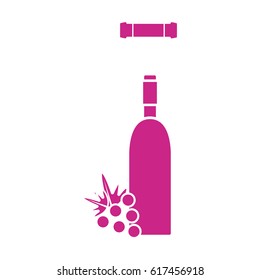 wine bottle with grape fruit and corkscrew