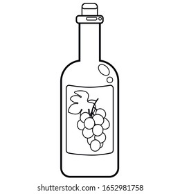 Wine bottle with grape icon. Vector stock illustration.