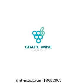 wine bottle grape, letter w, letter b logo design concept