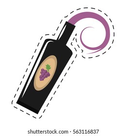 wine bottle grape party drink dot line vector illustration eps 10