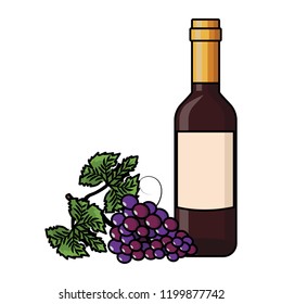 Wine bottle and grapes