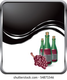botella de vino y uvas ola negra