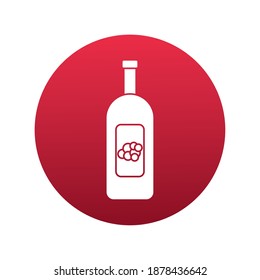 wine bottle with grapes block style icon vector illustration design