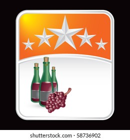 wine bottle and grapes orange star template