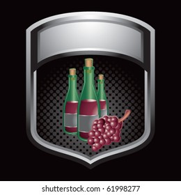 wine bottle and grapes silver shiny display
