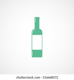 Wine Bottle Green Flat Icon On White Background