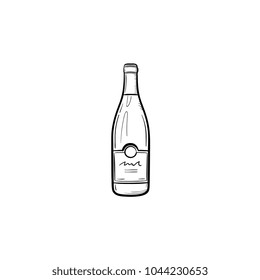 Wine bottle hand drawn outline doodle icon. Vector sketch illustration of champagne bottle of wine for print, web, mobile and infographics isolated on white background.