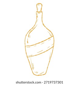 Botella de vino Ilustración vectorial dibujada a mano. Ilustración de la botella de vino del arte de la línea de la botella de vino de Antiguas para las etiquetas