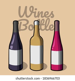 wine bottle handdrawn design concept