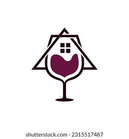 wine bottle house logo design, Creative Beer drink logo design Template Illustration