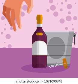 Wine bottle and ice bucket