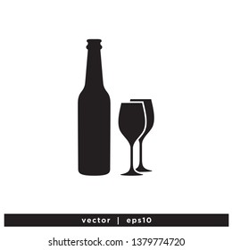 wine and bottle icon beverage symbol