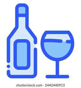 wine bottle icon in bluetone style