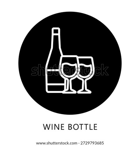Wine Bottle Icon Button, Mini Illustration Relate To Food, Gastronomy. Use For Modern Concept, Ui, Ux Web And App Development.