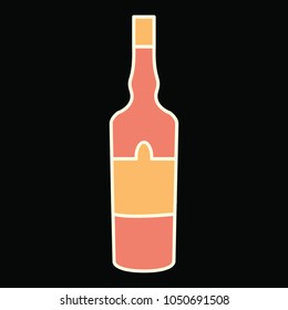 Wine bottle icon. Cartoon Wine bottle vector icon for web design isolated on black background