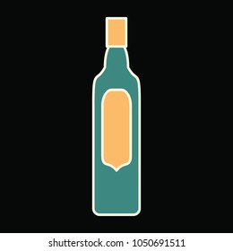 Wine bottle icon. Cartoon Wine bottle vector icon for web design isolated on black background