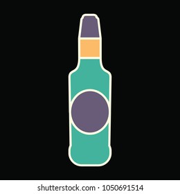 Wine bottle icon. Cartoon Wine bottle vector icon for web design isolated on black background