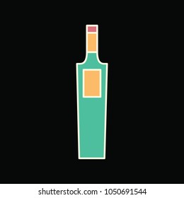 Wine bottle icon. Cartoon Wine bottle vector icon for web design isolated on black background