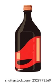Wine bottle icon design with label drop icon isolated