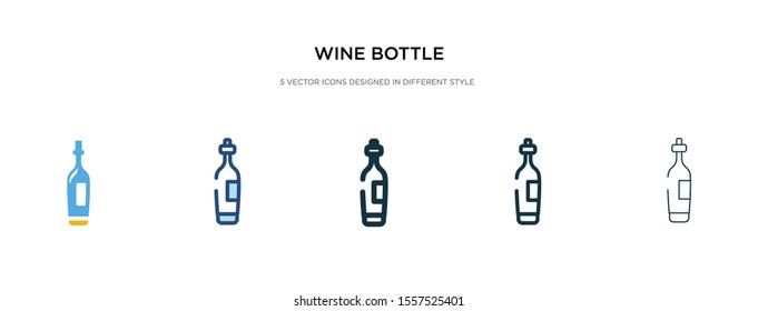 wine bottle icon in different style vector illustration. two colored and black wine bottle vector icons designed in filled, outline, line and stroke style can be used for web, mobile, ui