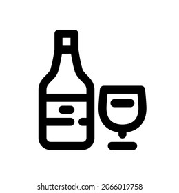 Wine bottle icon with editable strokes