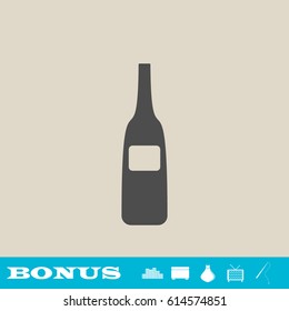 Wine bottle icon flat. Grey pictogram on light background. Vector illustration symbol and bonus button real estate, ottoman, vase, tv, fishing rod