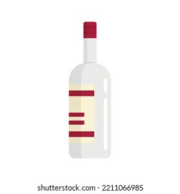 Icono de botella de vino. Ilustración plana del icono vectorial de botella de vino aislado en fondo blanco