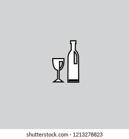 Wine bottle icon, flat sign filled for mobile concept and web design. Drinking alcohol solid icon.