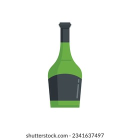 Wine bottle icon flat vector. Glass bottle vine label. Alcohol champagne isolated