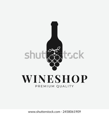 Wine bottle icon. Wine Grape logo vector design