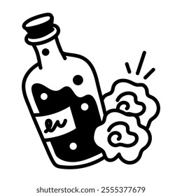 Wine bottle icon in hand drawn style 
