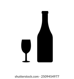 Wine bottle icon illustrated on background