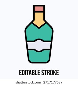 Wine Bottle Icon Isolated Vector Lineal Colour Style Icon, Editable Stroke