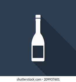 icono de botella de vino con sombra larga