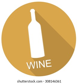 Wine bottle icon with long shadow