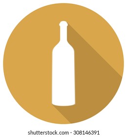 Wine bottle icon with long shadow