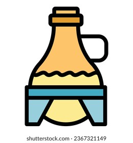 Wine bottle icon outline vector. Business restaurant. Coffee food color flat