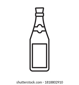 wine bottle icon over white background, line style, vector illustration