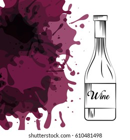 wine bottle icon over white background. colorful design. vector illustration