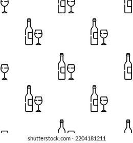 wine bottle icon pattern. Seamless wine bottle pattern on white background.