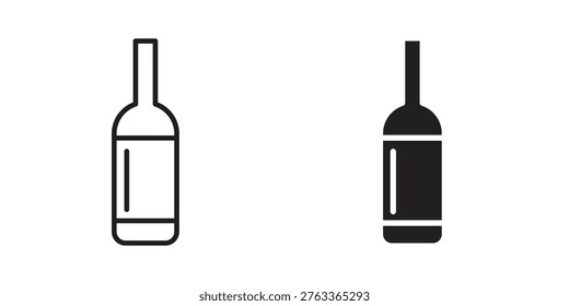 Wine bottle icon set. black Illustration for graphic and web design.