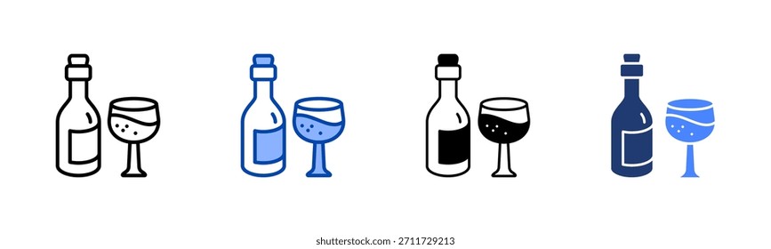 Wein Flasche Symbol Set mehrere Stil Sammlung