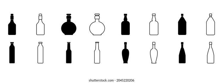 wine bottle icon set vector sign symbol