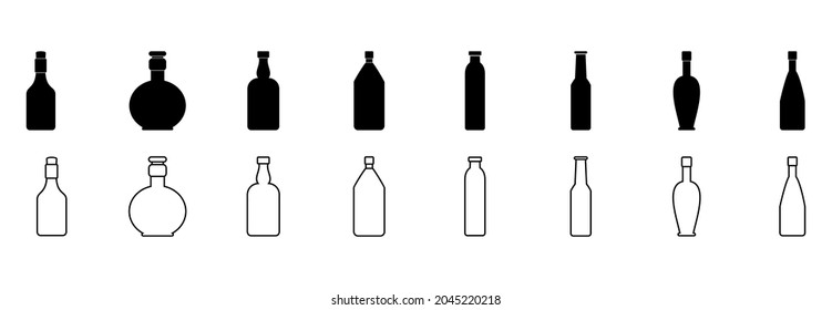 wine bottle icon set vector sign symbol
