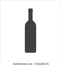 Icono o signo de la botella de vino. Silueta negra. Ilustración vectorial. Plantilla para el diseño de restaurantes.