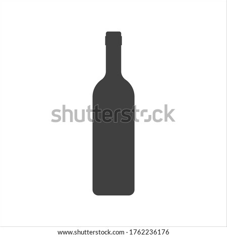 Wine bottle icon or sign. Black silhouette. Vector illustration. Template for restaurant design.