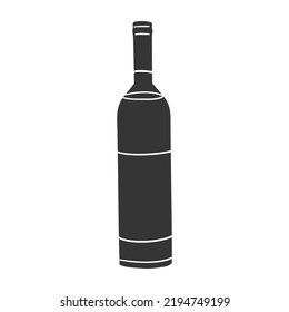 Wine Bottle Icon Silhouette Illustration. Drink Vector Graphic Pictogram Symbol Clip Art. Doodle Sketch Black Sign.